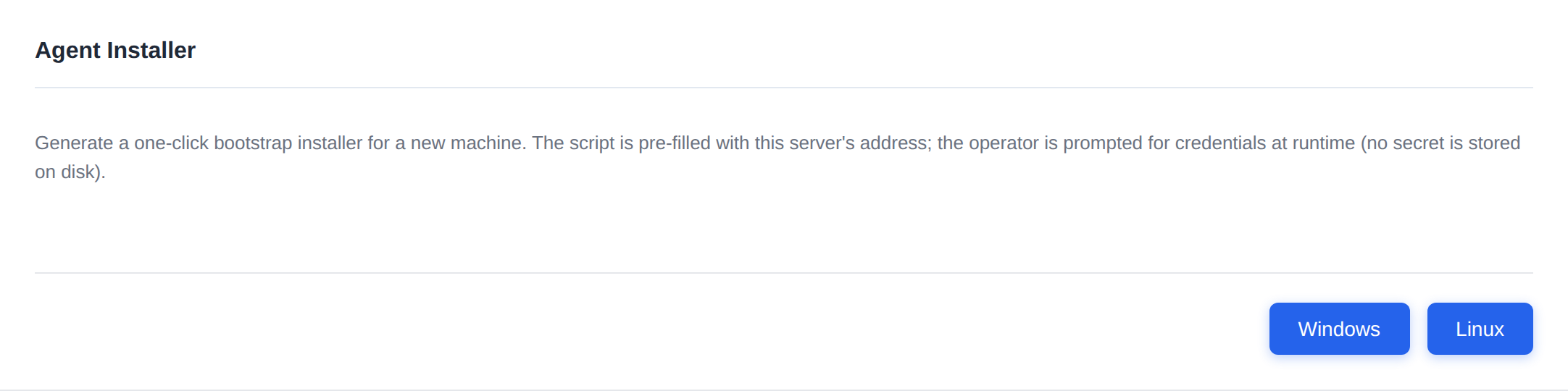 The Agent Installer generator in Athena Settings